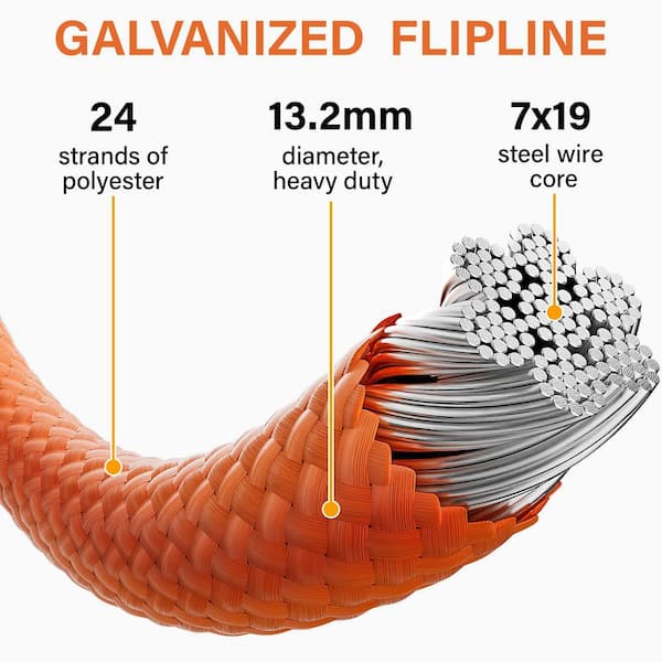 NVNOO 1/2 in. x 8 ft. Galvanized Steel Wire Core Flipline