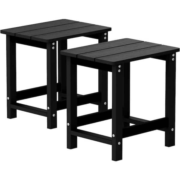 Mximu 16.7 in. H Black Square Plastic Adirondack Outdoor Side Table (2-Pack)