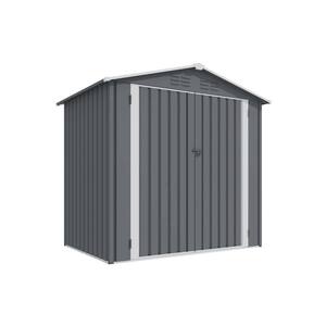 6 ft. W x 4 ft. D Outdoor Gray Metal Tool Shed with Double Door Air Vent for Backyard Patio Lawn (24 sq. ft.)