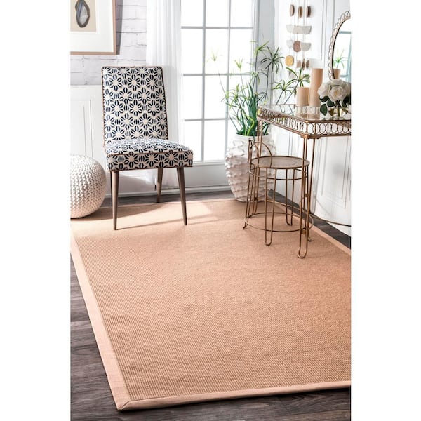 Laurel Solid Bordered Beige 9 ft. x 12 ft. Area Rug