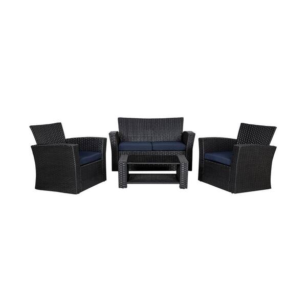 4 seater black rattan garden furniture