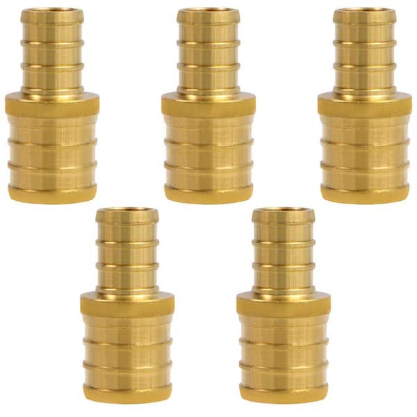 PLUMBFLEX 3/4 in. x 1/2 in. Brass PEX Straight Reducing Coupling Barb Pipe Fitting (5-Pack)