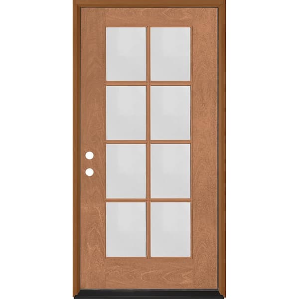 Steves & Sons Regency 36 in. x 80 in. Full 8-Lite Right-Hand/Inswing Clear Glass Autumn Wheat Stained Fiberglass Prehung Front Door