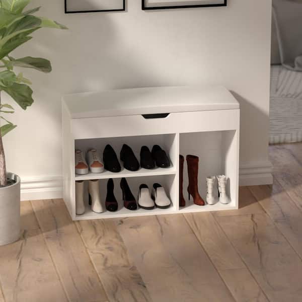 Shoes White Wood Shoe Storage Bench, Shoe Cupboard Storage Bench