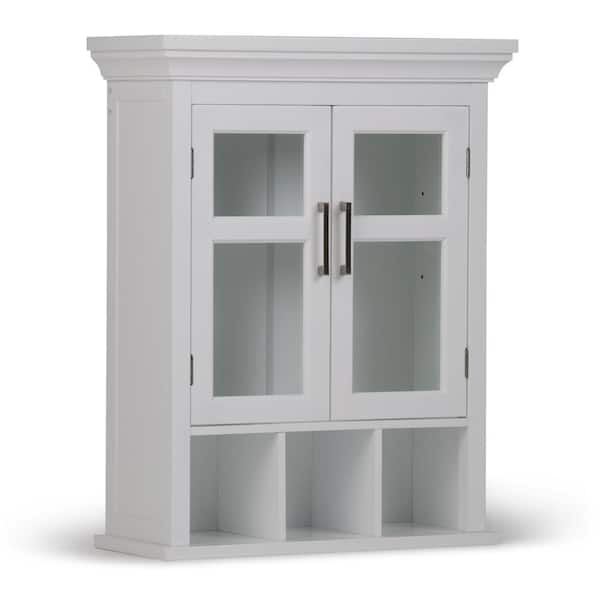 Simpli Home Avington 30 In H X 23 6 In W Double Door Wall Bath Cabinet With Cubbies In Pure White Axcbsavn04 Wh The Home Depot
