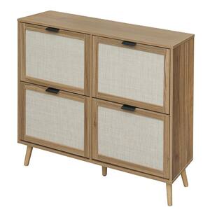41.34 in. W x 9.45 in. D x 36 in. H Brown Linen Cabinet Shoe Cabinet with 4-Flip Drawers and Legs
