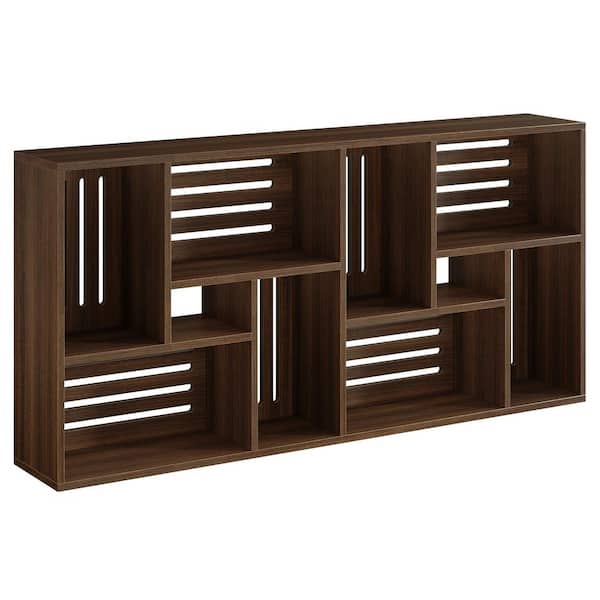 BYBLIGHT Turrella 71 in. Cherry Rectangle MDF Long Console Table Sofa Table Behind Couch with Storage Shelves