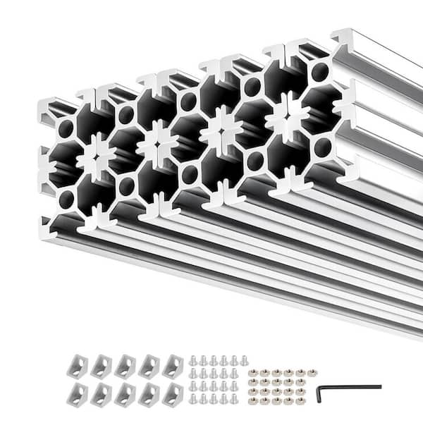 10PCS 2020 Aluminum Extrusion Profile, 39.37 in. 1000 mm, Durable, T Slot European Standard Anodized Linear Rail, Silver