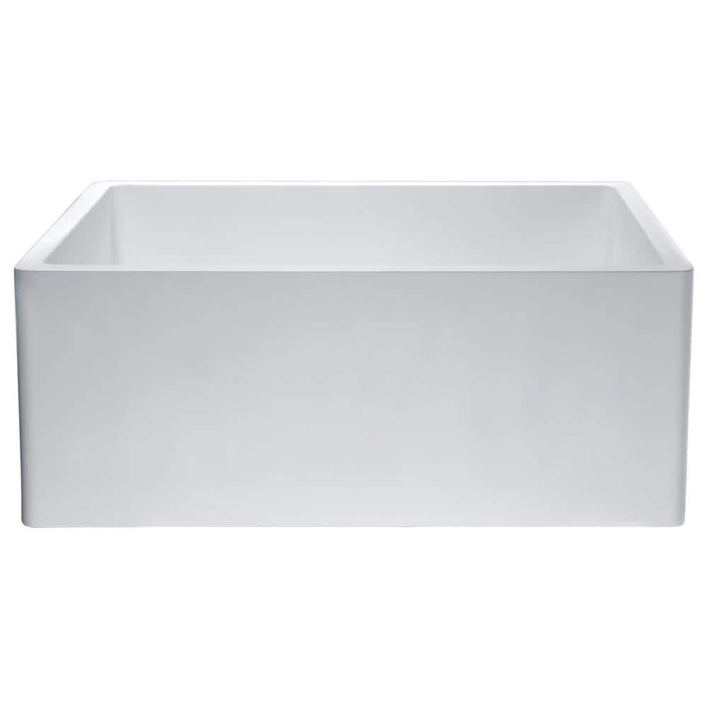 Matte White Stone Farmhouse Single Bowl Kitchen Sink