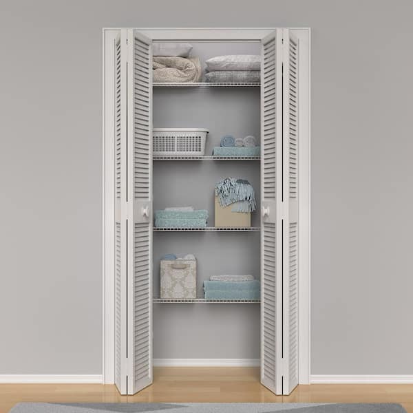 ClosetMaid 12 in. D x 36 in. W x 54 in. H White Wire Fixed Mount Linen  Closet Kit 17860 - The Home Depot