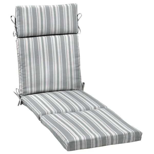 ARDEN 21 in. x 72 in. Oceantex Outdoor Chaise Lounge Cushion in Pebble Grey Stripe