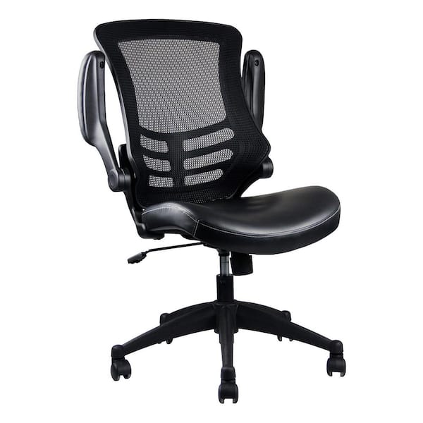 Mesh Adjustable Height Ergonomic Mid-Back Office Chair in Black with Flip-Up Arms