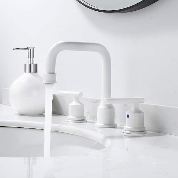 8 in. Widespread Double Handle High Arc Bathroom Faucet in White