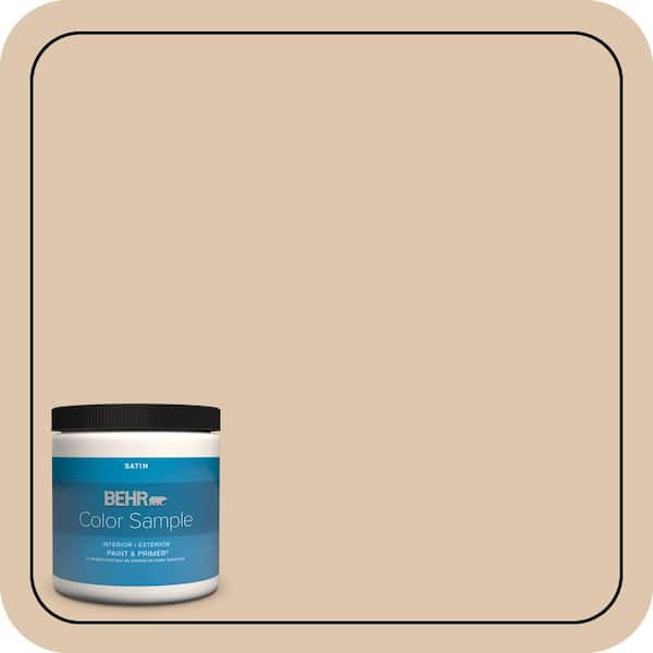 BEHR PREMIUM PLUS 8 oz. #N260-2 Almond Latte Satin Enamel Interior/Exterior Paint & Primer Color Sample