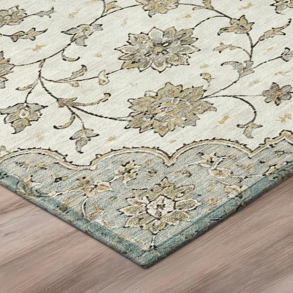 Chantille Machine Washable Indoor/Outdoor Abstract ACN3081 Ivory 8 ft. x 8 ft. Round Rug