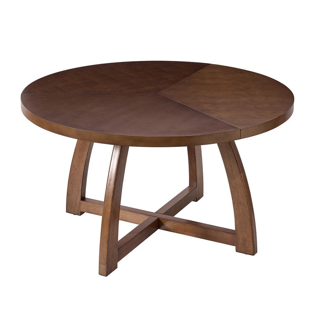 JAYDEN CREATION Ursula Walnut 54 in. Solid Wood Round Dining Table  DTPZ0833-WAL - The Home Depot