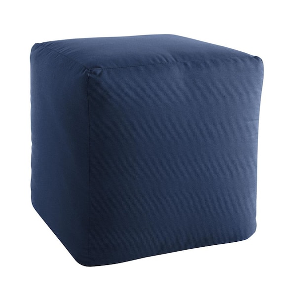 SORRA HOME Canvas Navy Indoor/Outdoor Foam Pouf 18 in. x 18 in.