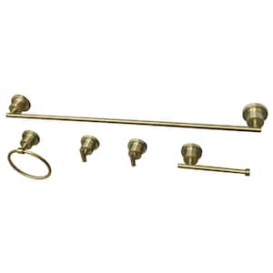 Modern 5-Piece Bath Hardware Set in Brushed Brass