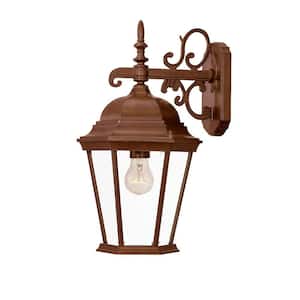 Richmond Collection 1-Light Burled Walnut Outdoor Wall Lantern Sconce