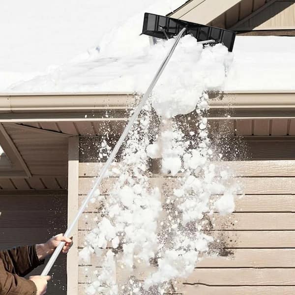 58.5 in. Extendable Aluminum Handle Aluminum PC Snow Roof Rake with Anti-slip Handle