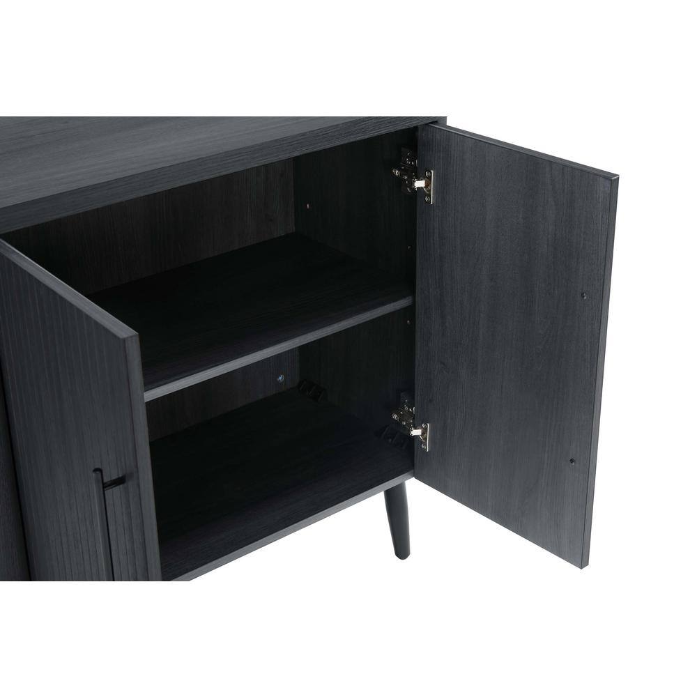 Charcoal Grey Mid-Century Modern Accent Cabinet with Adjustable Shelving