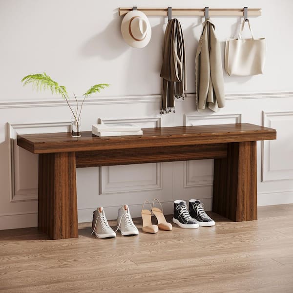 BYBLIGHT 47.24 in. Walnut Entryway Dinning Bench Backless