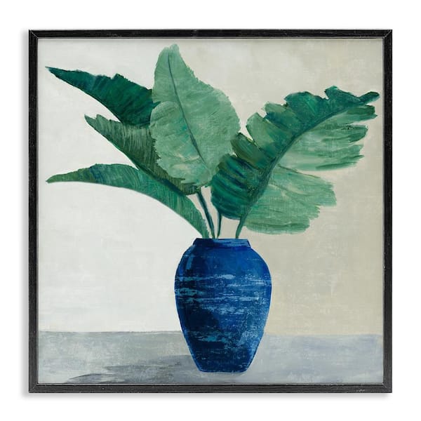 Stupell Industries Fan Palms in Vase by Jacob Q Black Framed Nature Giclee Art Print 12 in. x 12 in.