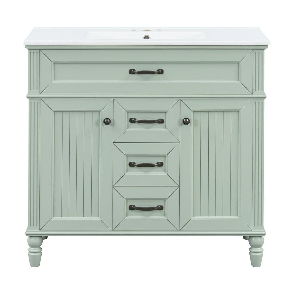 36 in. Single Sink Freestanding Green Bath Vanity with White Ceramic Top price history on PriceWatchPro