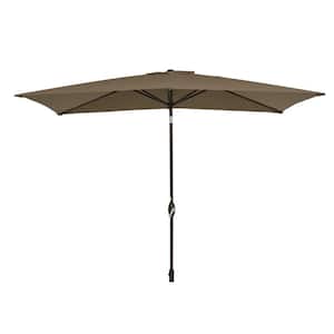 10 ft. x 6.5 ft. 50+ UPF Rectangle Crank Tilt Aluminum Patio Umbrella without Base in Tan
