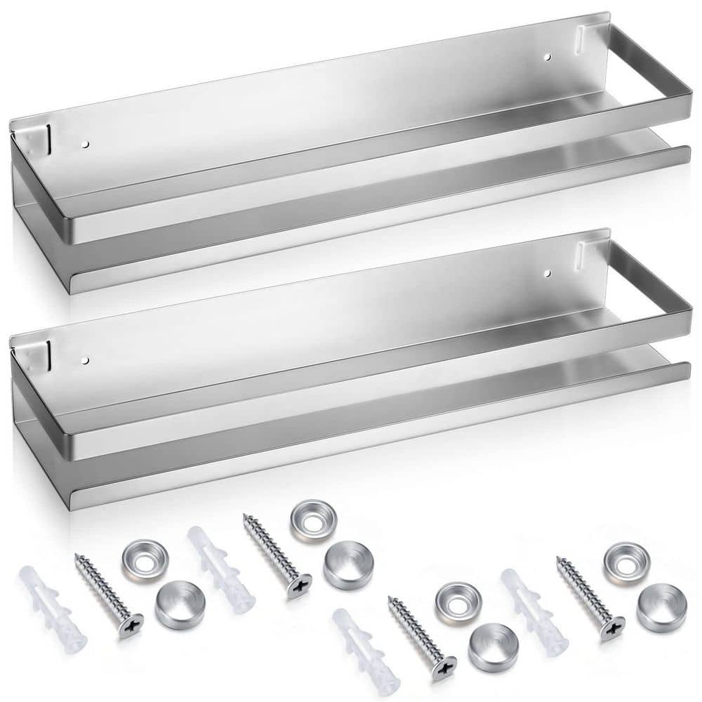 15.8 in. x 4 in. Stainless Steel Wall Mounted Floating Shelves for Bathroom Kitchen Living Room, Silver (2-Pack) price history on PriceWatchPro
