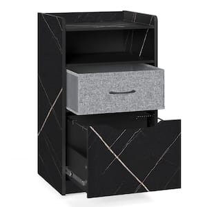 Stone Black Mobile Vertical File Cabinet with 2-Drawers for Hanging A4/Letter or Legal Size File Folders