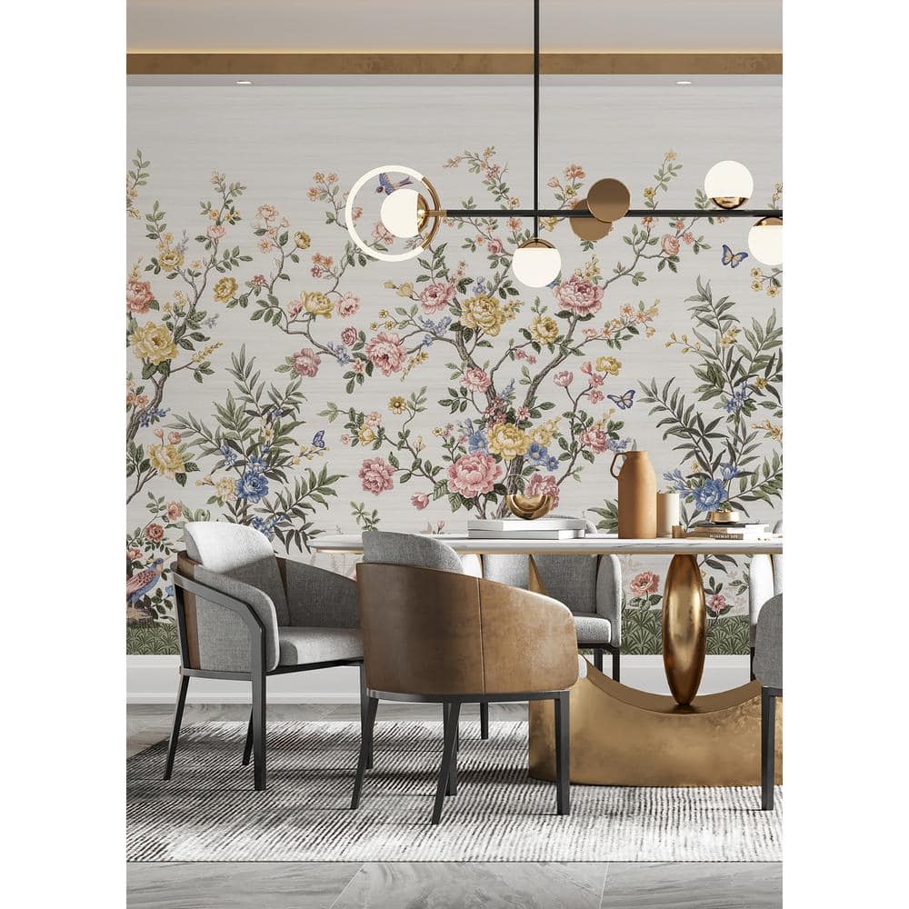 Spring Chinoiserie Soft White Floral Wall Mural