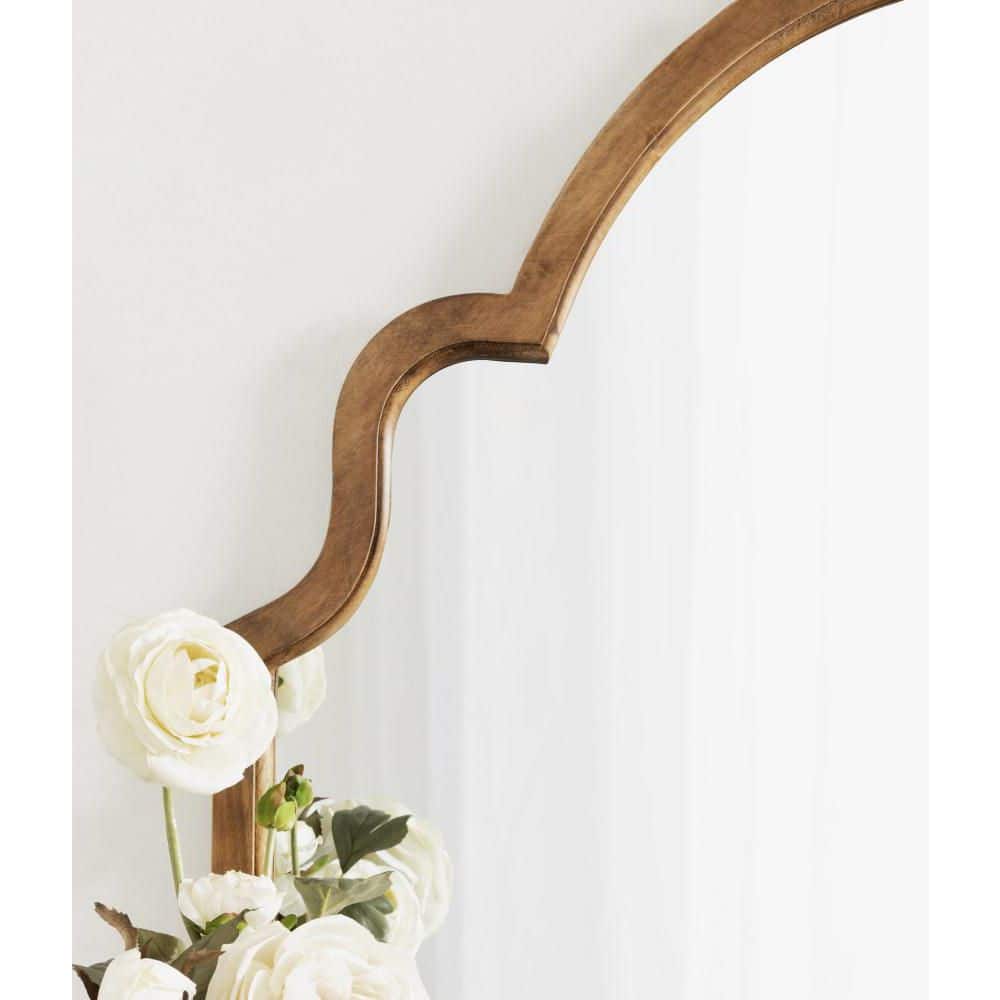 Rustic Brown Moroccan Arch Wood Vanity Mirror