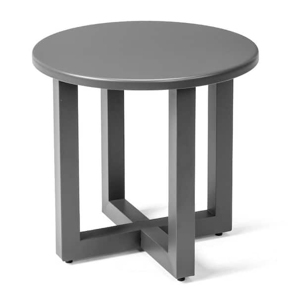 Patio Gray Round Metal Side Table