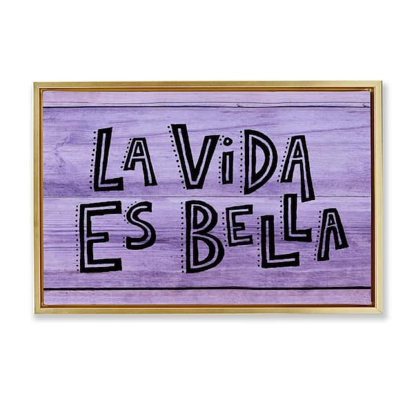 Stupell Industries Life is Beautiful Purple by SD Graphics Studio Gold Floater Frame Typography Graphic Art Print 17 in. x 25 in.