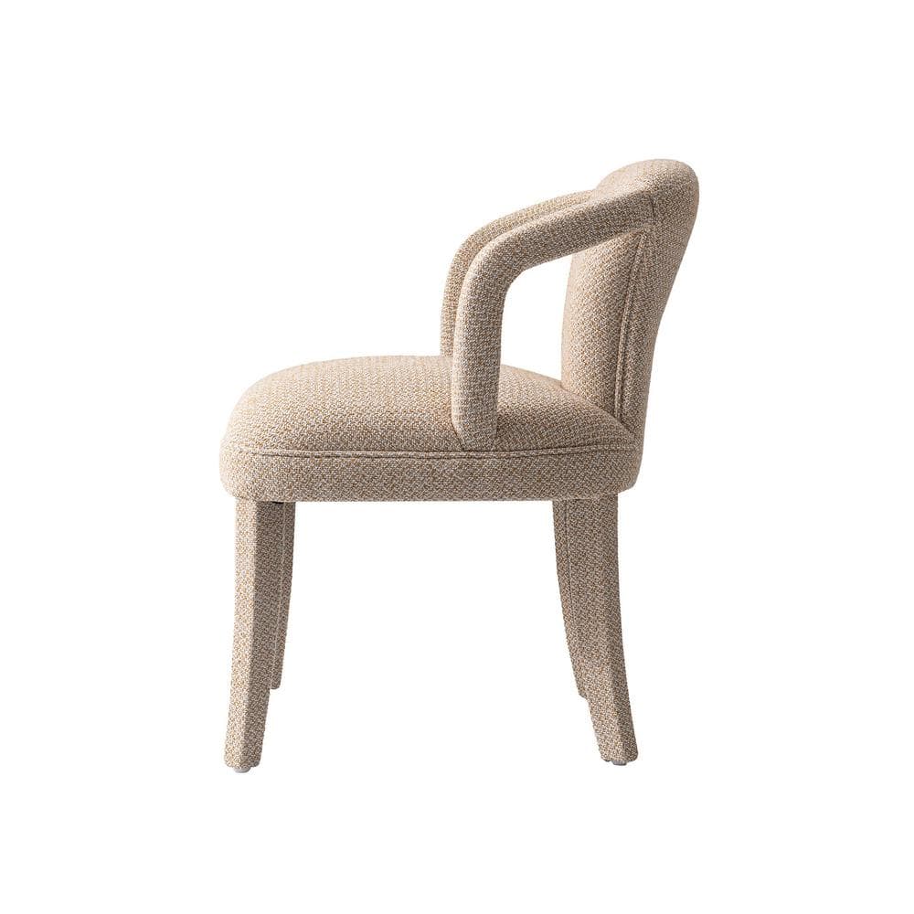 Gold Dust Tweed Upholstered Armchair with Wood Frame