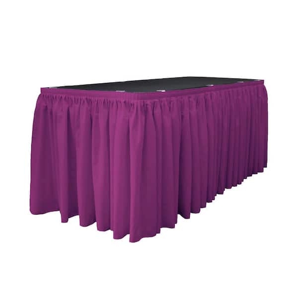 30 ft. x 29 in. Long Magenta Polyester Poplin Table Skirt with 15 L-Clips