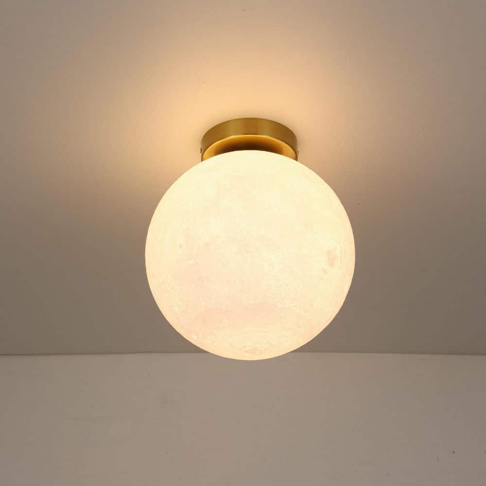 Aldoro 9.8 in. 1-Light Brass Modern Moon-Style Flush Mount With Globe Shade price history on PriceWatchPro