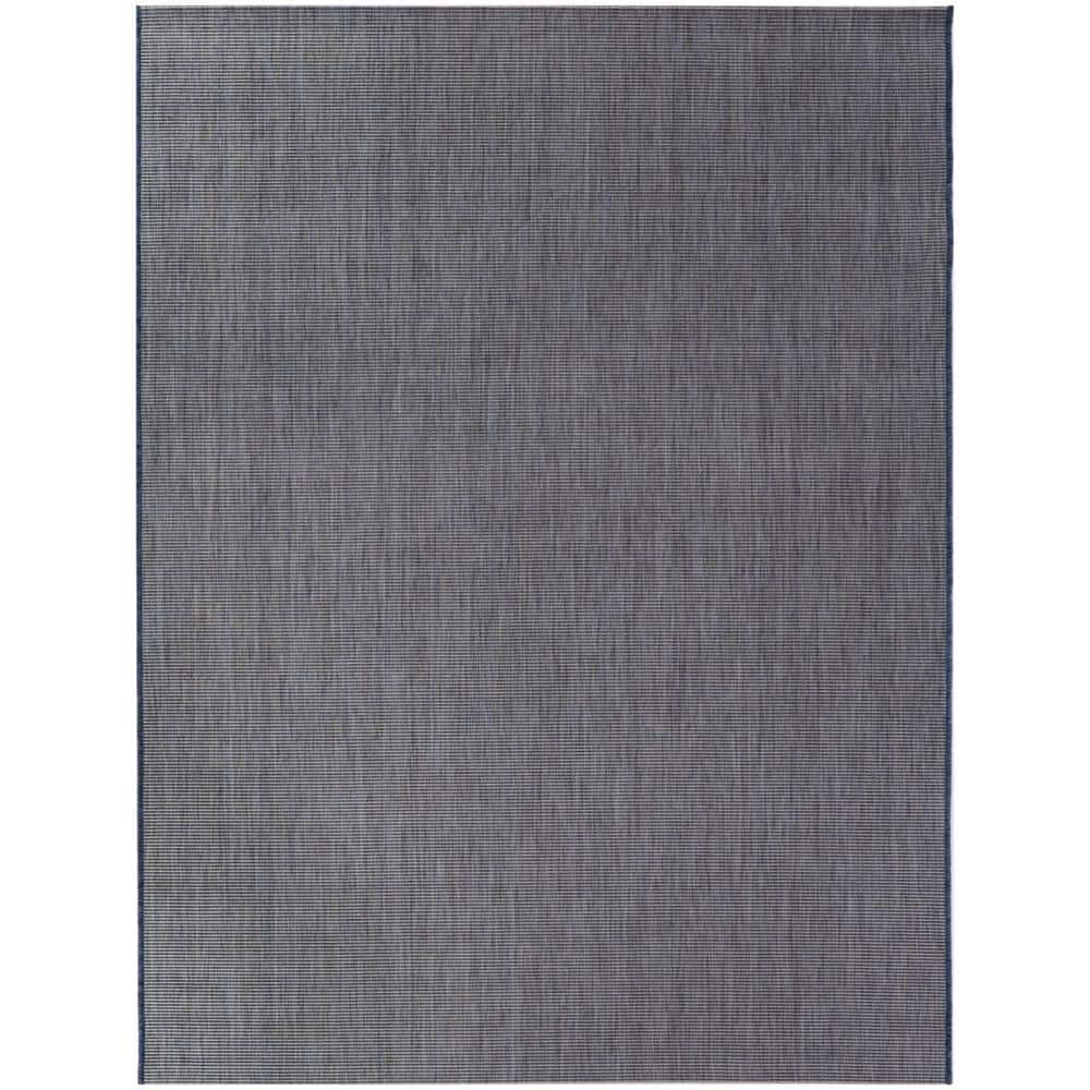 Hampton Bay Solid Blue 5 ft. x 7 ft. Indoor/Outdoor Area Rug 3091219