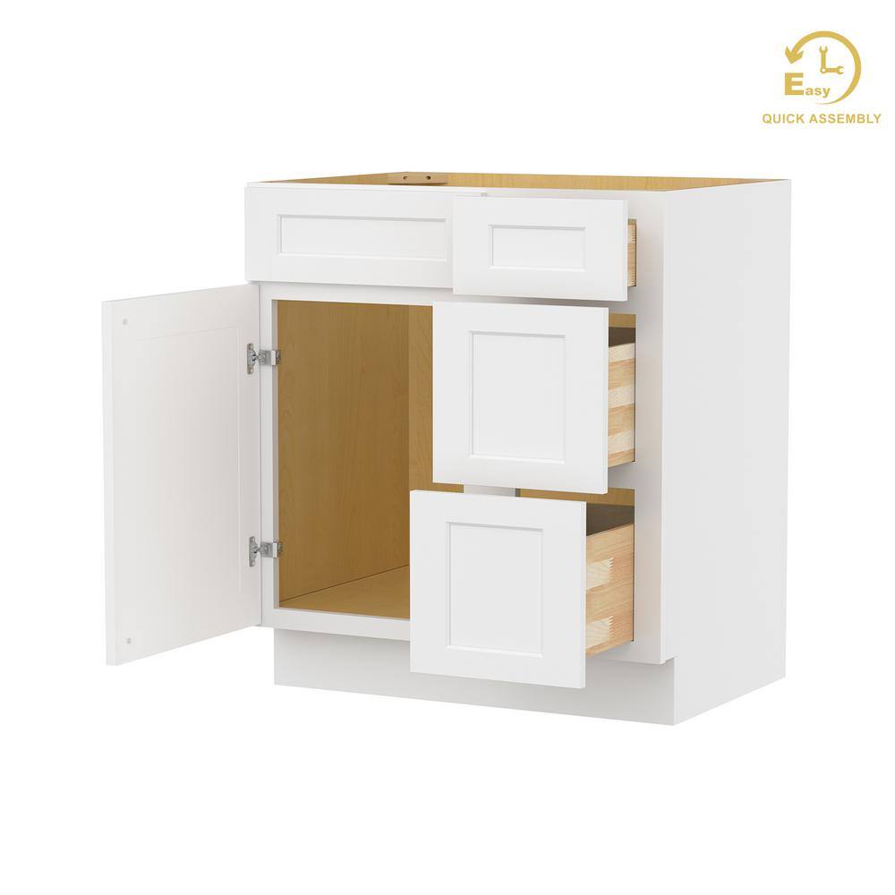 Shaker White Solid Wood Freestanding Vanity Cabinet with Drawers