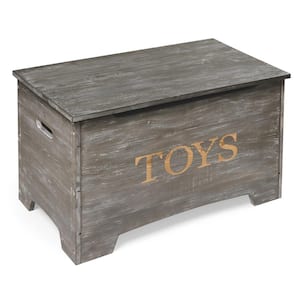Gray Solid Wood Rustic Toy Box