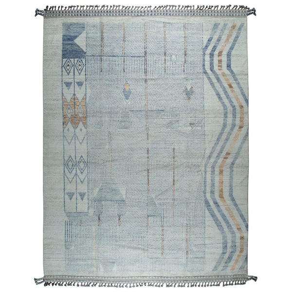 Multicolored Hand-Knotted Wool Abstract Marrakech Handspun, Luxurious and Stylish Rug for 9 ft. x 12 ft. Area Rug