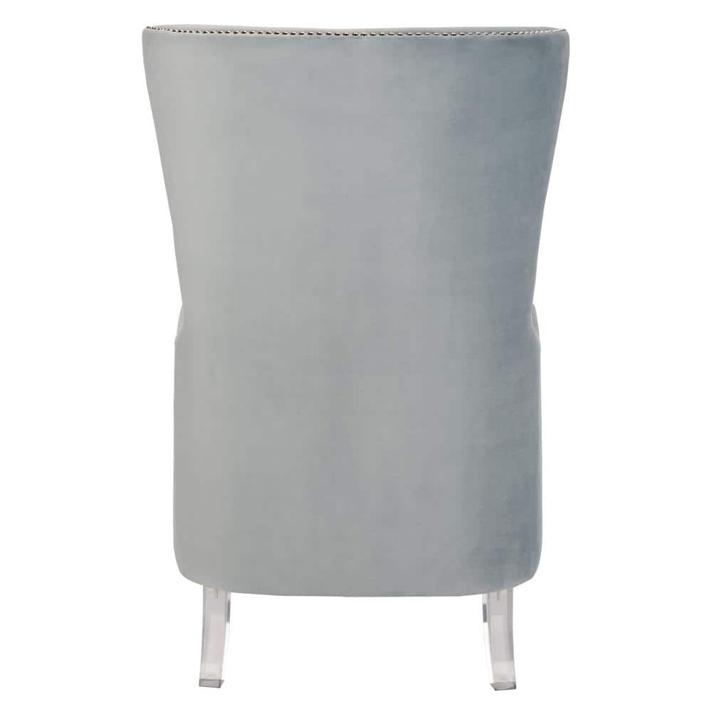Light Silver Velvet Transitional Wingback Accent Chair