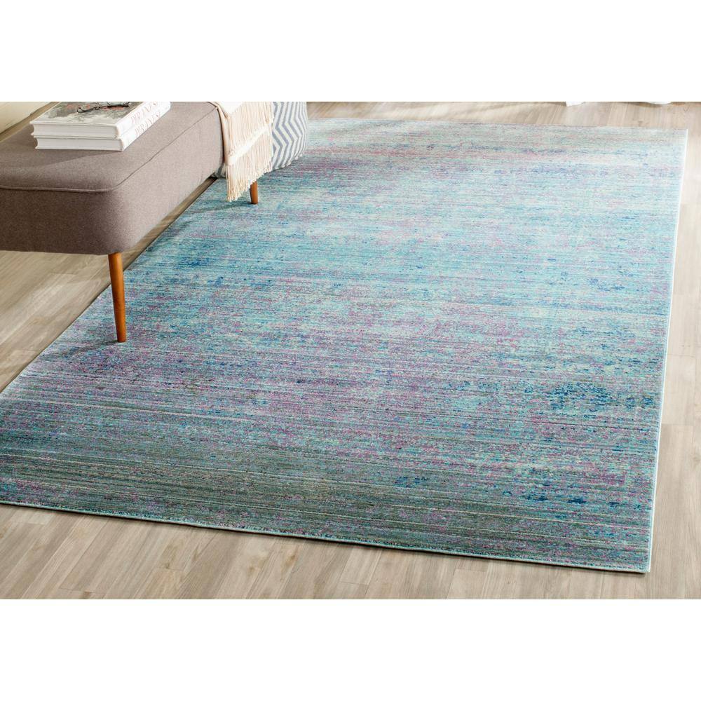 Turquoise and Multicolor Synthetic Rectangular Area Rug, 3' x 5'
