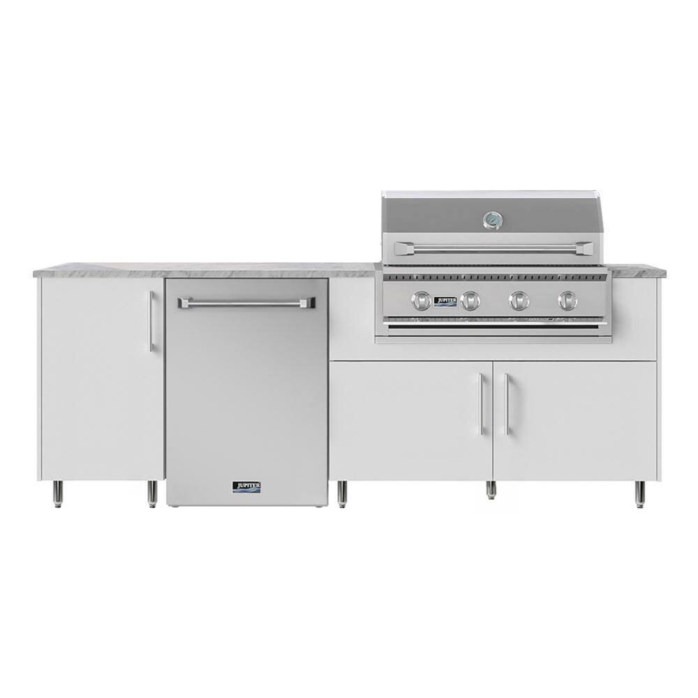 Sundown 90.5 in. W 4-Burner Propane Grill Island in Stainless Steel Miami Shell White with Refrigerator price history on PriceWatchPro
