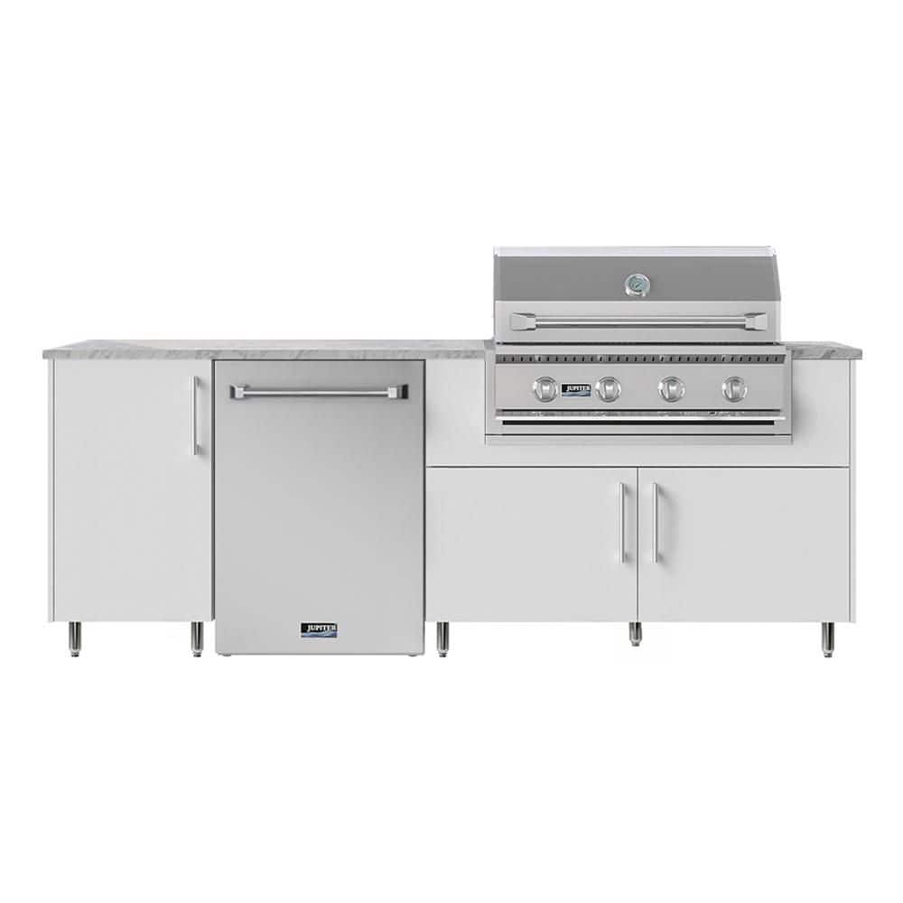 Sundown 90.5 in. W 4-Burner Propane Grill Island in Stainless Steel Miami Shell White with Refrigerator price history on PriceWatchPro
