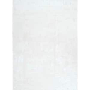 Cloud Faux Sheepskin Plush Shag Ivory Doormat 3 ft. x 5 ft. Area Rug
