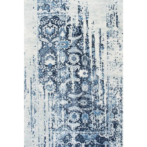 nuLOOM Ernestina Distressed Flourish Blue 4 ft. x 6 ft. Area Rug