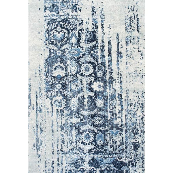 nuLOOM Ernestina Distressed Flourish Blue 8 ft. x 10 ft. Area Rug