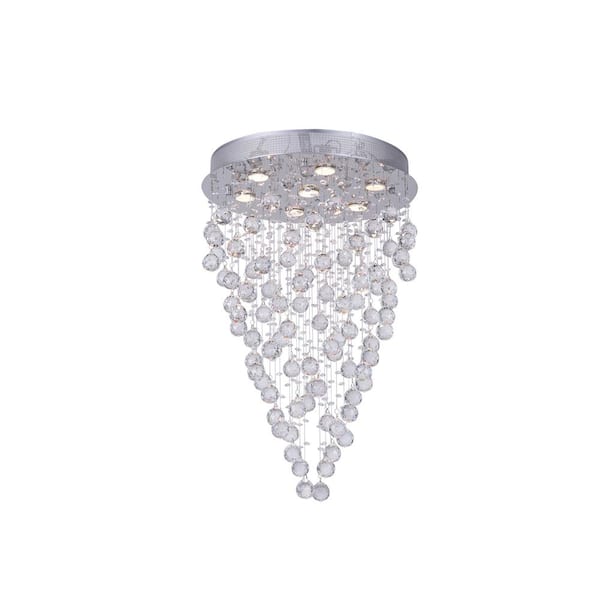 CWI Lighting Rain Drop 7 Light Flush Mount With Chrome Finish